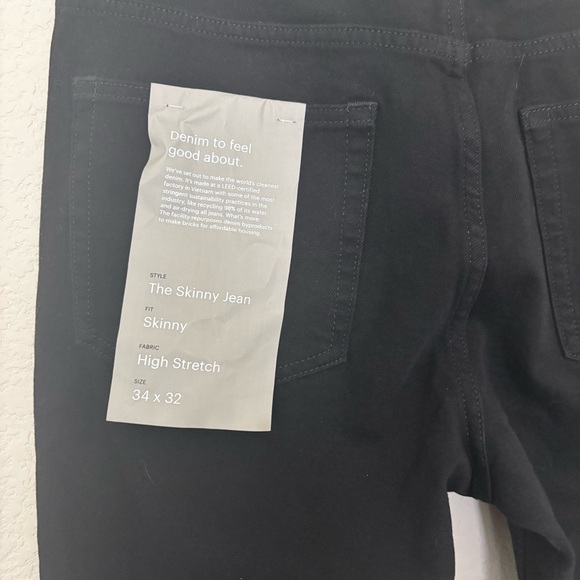 Everlane Uniform Black Slim Jeans Mens 34x32 High-Rise Stretch Tapered Fit - Picture 6 of 11